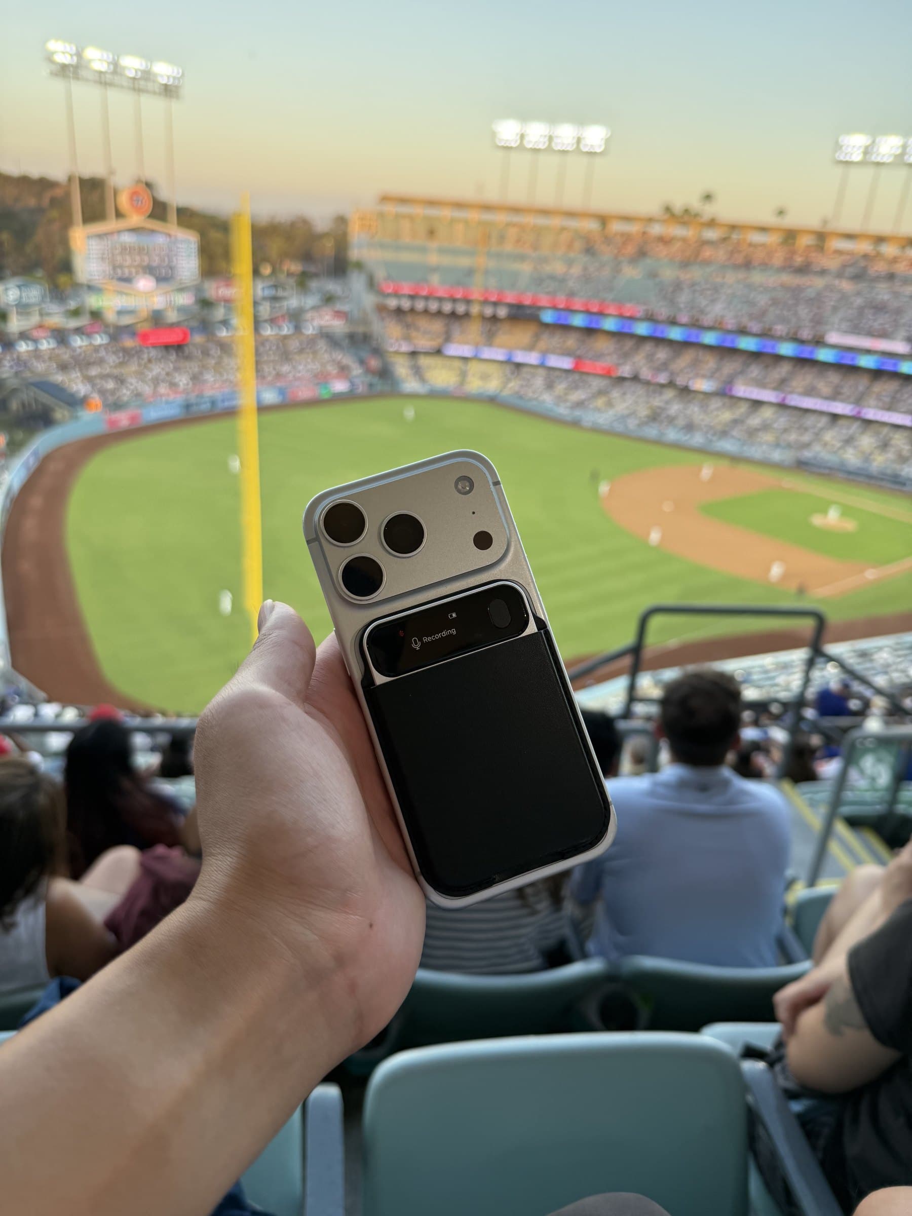 Moment Pro recording at a baseball game